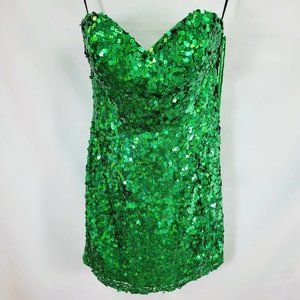 NWOT Alyce Paris Sz 4 Green Mini Dress Strapless Spaghetti Straps Sequins Lined